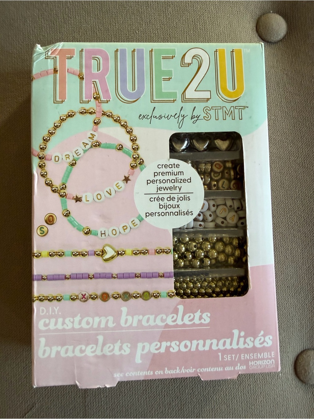 TRUE2U DIY Custom Bracelets Kit - Pink, Mint & Gold